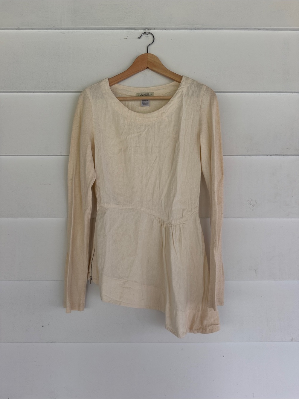 Prairie Underground Soft Cream Long-Sleeve Asymmetric Tunic Top